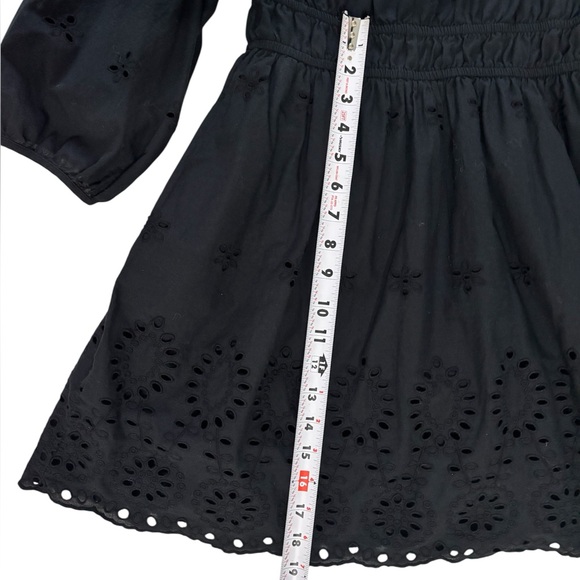 Universal Thread Black Eyelet Dress,Features,gathered waist,three-quartersleeves - Picture 5 of 10